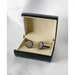 GENERICO - Colleras Gemelos Camisa Redondos Diseño Reloj Numeros Gris Oscuro