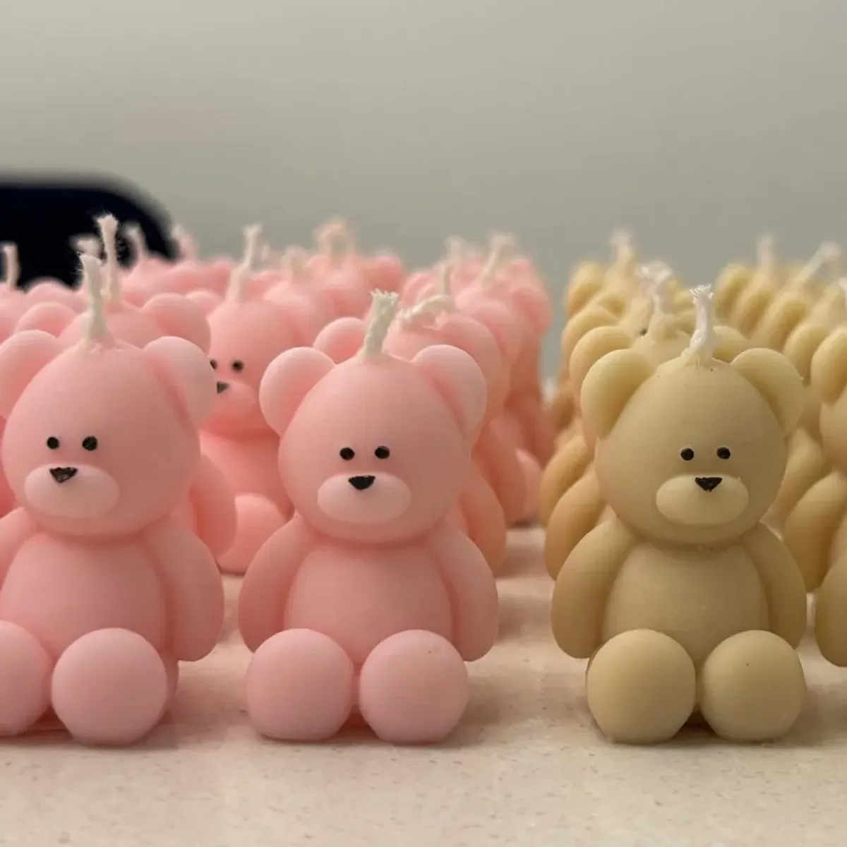 RECUERDOS - Velas Oso con Bolsita de Organza y Tarjeta Personalizada pack 12 unidades