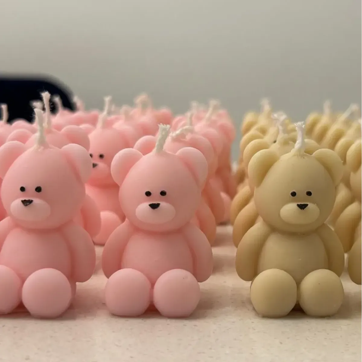 RECUERDOS - Velas Oso con Bolsita de Organza y Tarjeta Personalizada pack 12 unidades