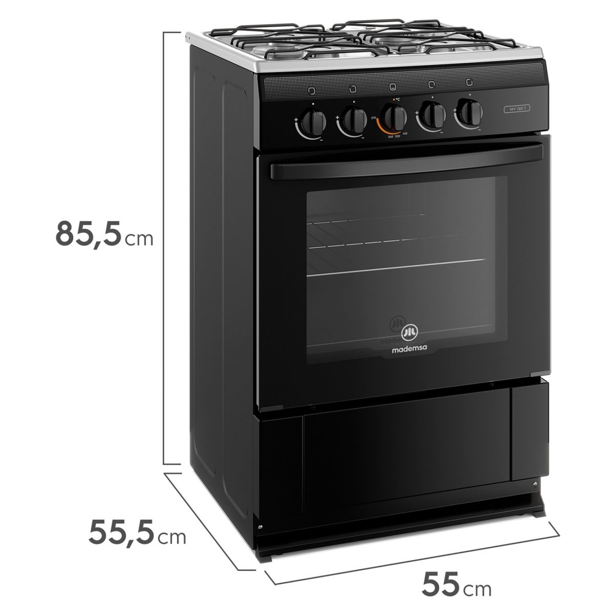 MADEMSA - Cocina 4 Quemadores Horno De 65 Lt Gas Licuado Mv 120 T Mademsa