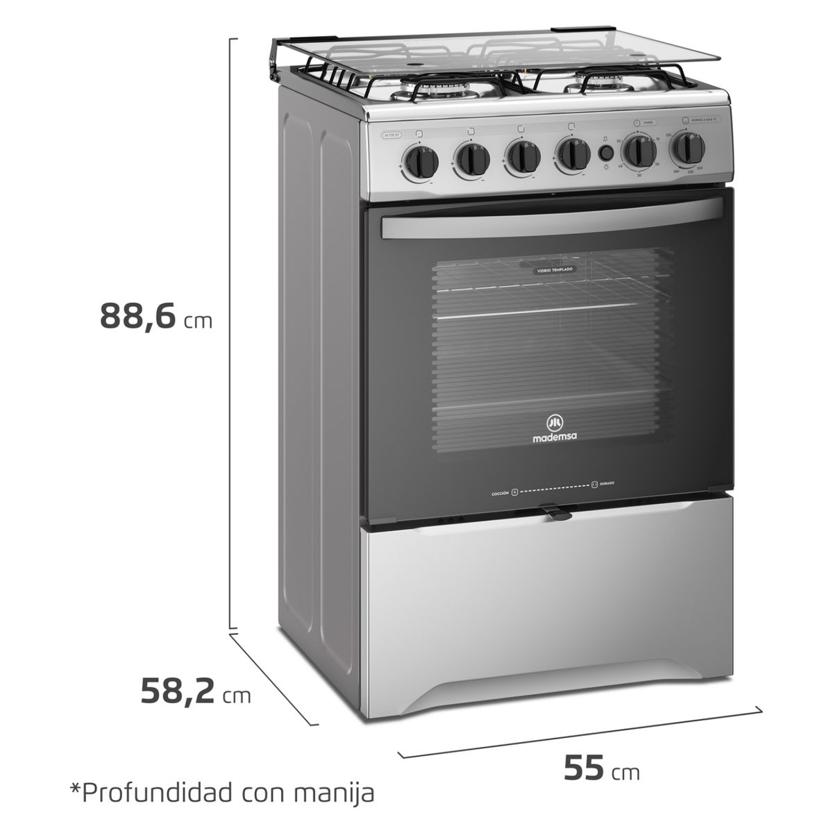 MADEMSA - Cocina 4 Quemadores Horno De 65 Lt Gas Licuado M 775 St Mademsa