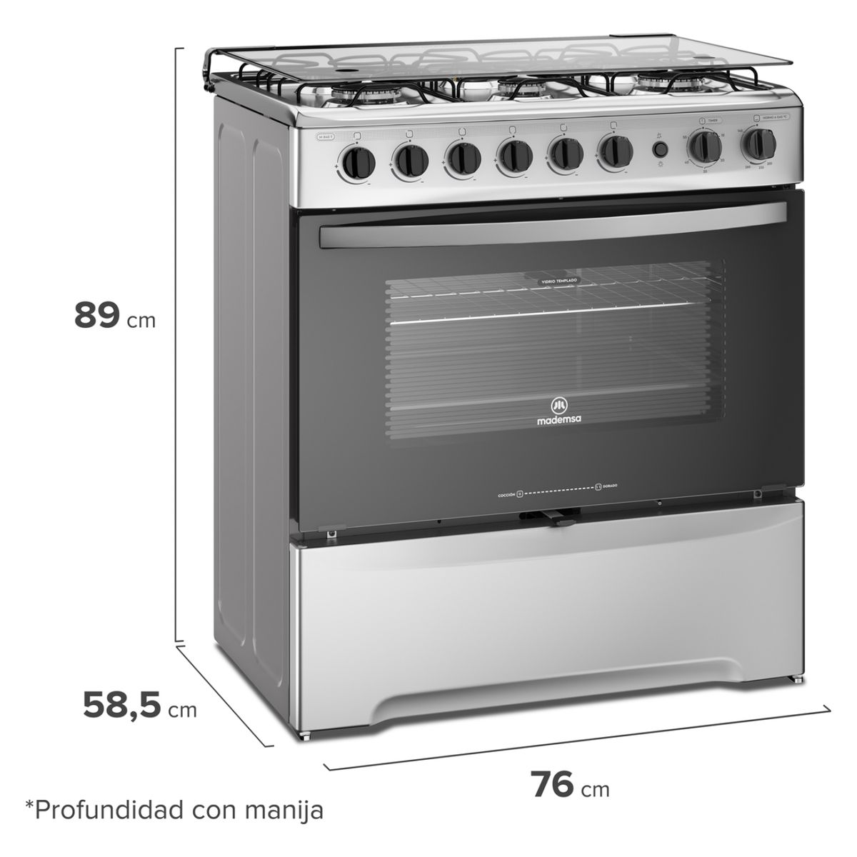 MADEMSA - Cocina Gas Mademsa 6 quemadores M840T
