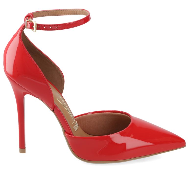 Stiletto Mujer Charol Rojo con Pulsera al Tobillo