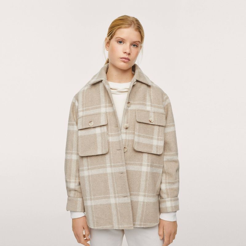 MANGO TEEN - Sobrecamisa Franela Cuadros Cuadro Niña