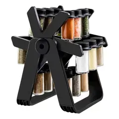 GENERICO - Rack Organizador Giratorio para 18 Especias en Color Negro