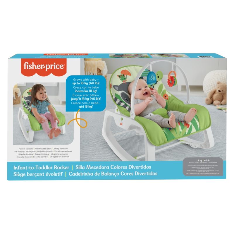 FISHER PRICE - Jueguete De Bebé Silla Mecedora Crece Conmigo Animalitos Verde