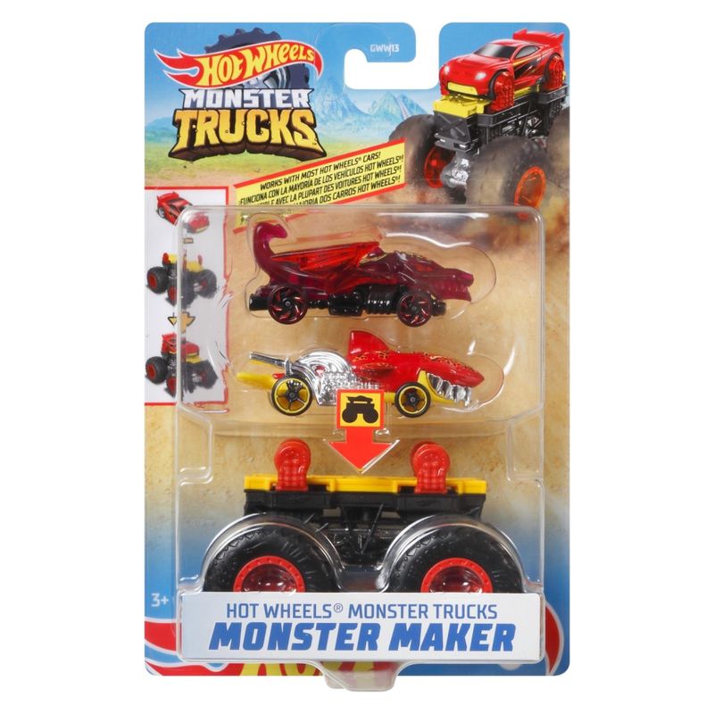 HOT WHEELS - Hot Wheels  Pista De Auto Creador Monstruoso Amarillo Con Dragon Blaster Y Shark Cruiser