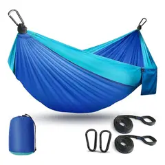 PRO OUTDOOR - Kit Tetera Plegable Azul + Hamaca Compacta Azul Camping