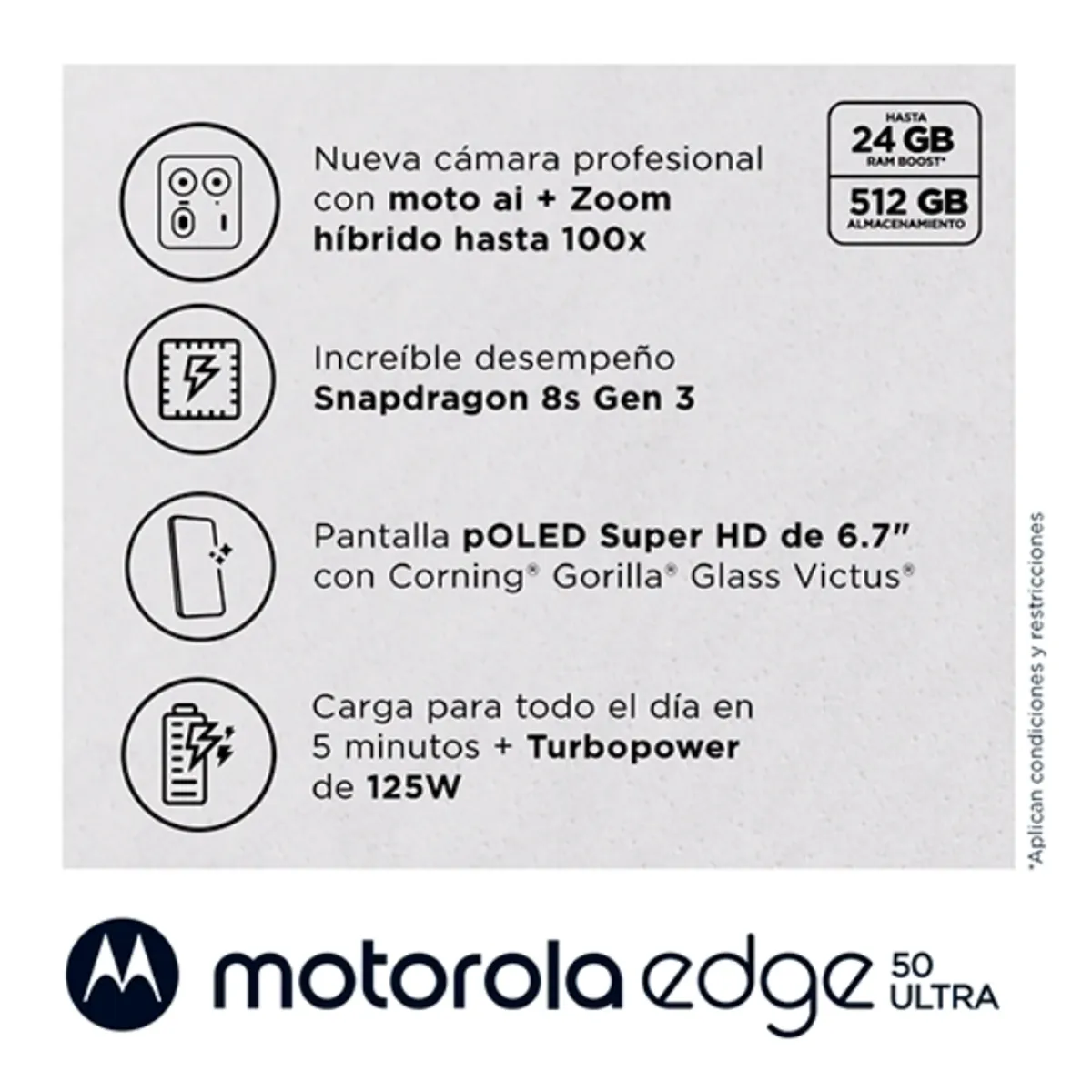 MOTOROLA - Motorola Edge 50 Ultra 5G 512GB - Negro - Reacondicionado