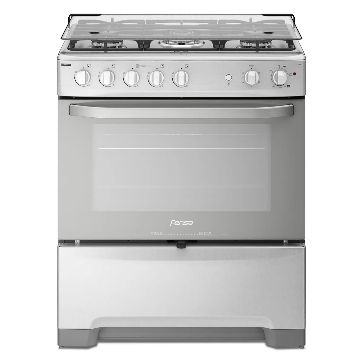 FENSA - Cocina 5 Quemadores Horno de 85.56 Lt Con Grill Gas Licuado F 5500 T Fensa