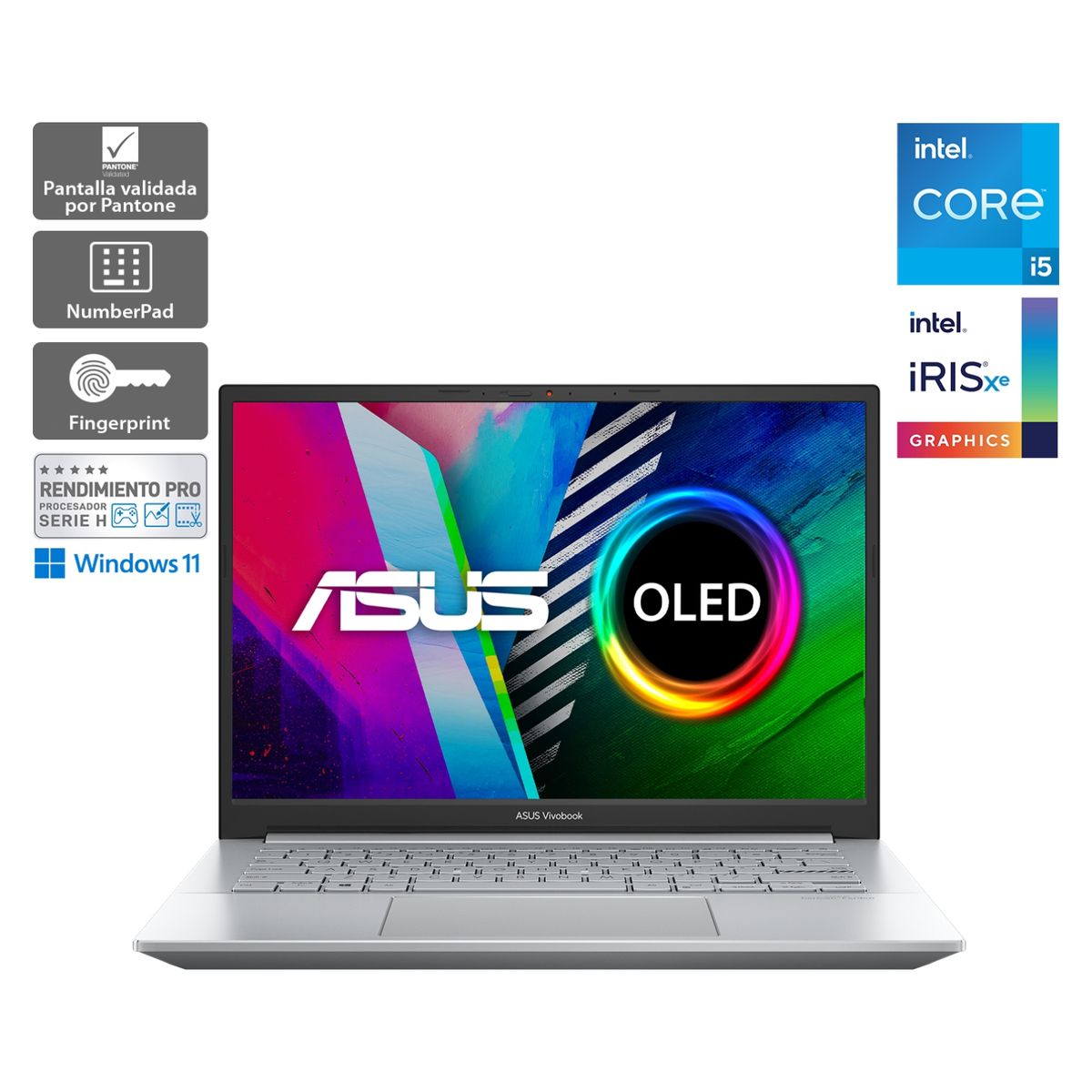 ASUS - Notebook Asus Vivobook Pro 14 OLED K3400PA-KM093W Intel Core i5 Intel Iris Xe 8GB RAM 512GB SSD 14" WQXGA+