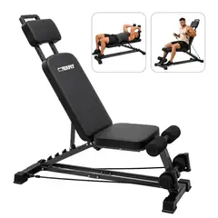OVERFIT - Banco Reclinable Gym Multifuncional Con bandas De Resistencia Ejercicios Banca Abdominal