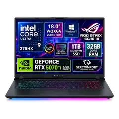 ASUS - Notebook Rog Strix Scar G835LR-XS96 18″ 2.5K 240Hz Ultra 9 275hx 1TB SSD / 32GB RTX 5070ti WQXG
