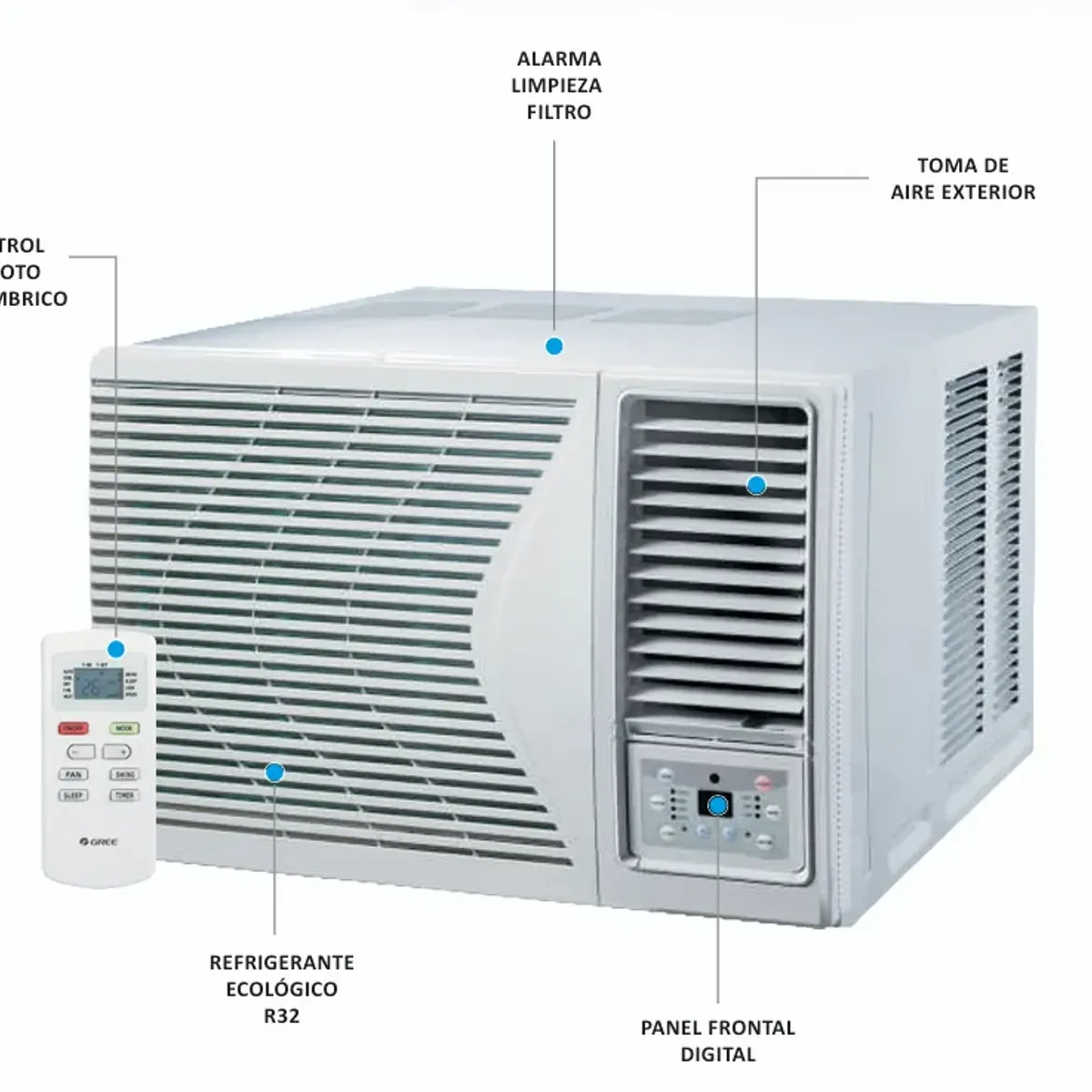 AIRE ACONDICIONADO VENTANA ANWO 12.000 BTUH R32 FRIO / CALOR, marca ANWO - Foto 2