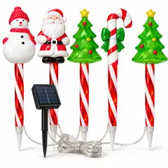 DOPA - Set X5 Estacas Navideñas Solares Led Jardín Exterior Muñecos