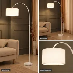 WANT - Lámpara De Pie E27 Metal Pantalla Blanco