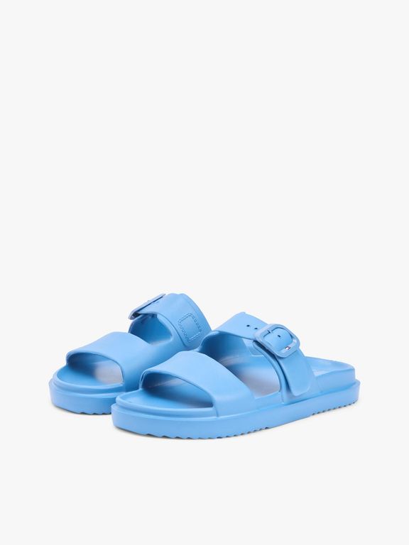 Sandalias Con Logo Esmaltado Celeste