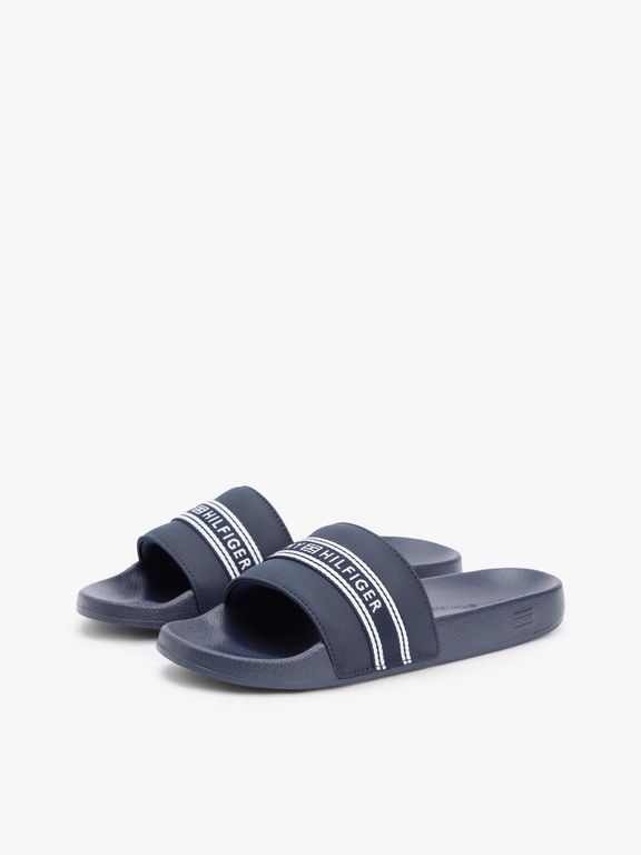 Sandalias Webbing Con Logo Azul