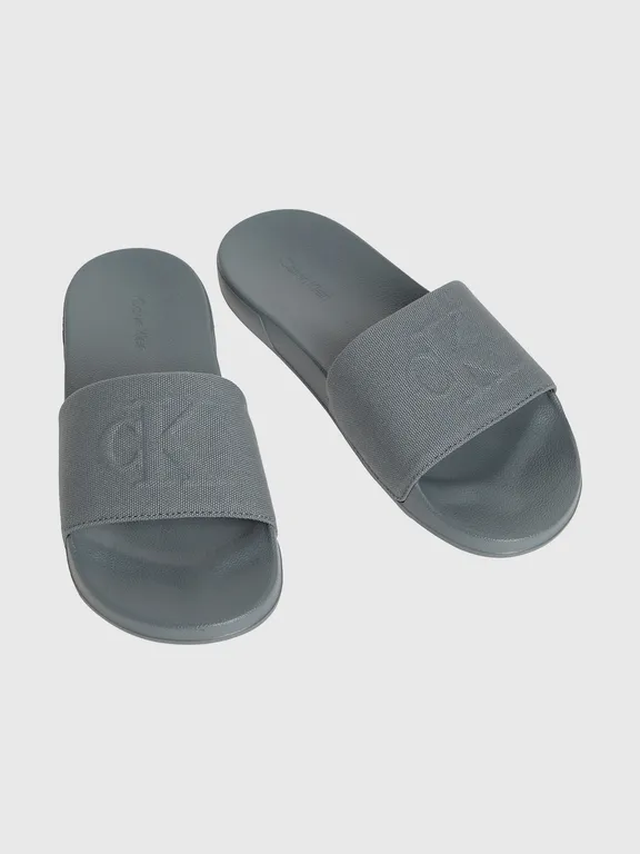 Sandalias Slide con Monograma Gris