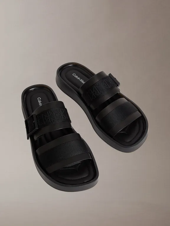 Sandalias Ergonómicas con Estampado de Emblema Negro