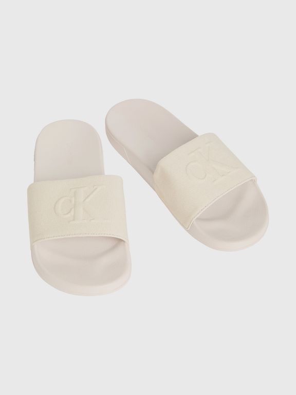 Sandalias Slide con Monograma Blanco