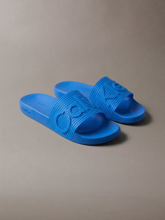 Sandalias con Logo en Textura Azul