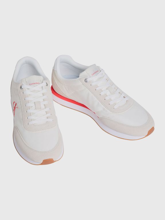Zapatillas Urbanas Retro Runner con Mix de Texturas Blanco