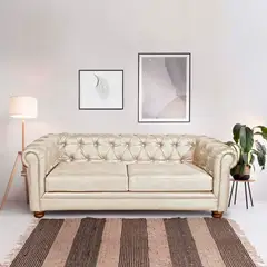 LATAM HOME - Sofa Florencia 3 Cuerpos Capitoné Cuero Colorado