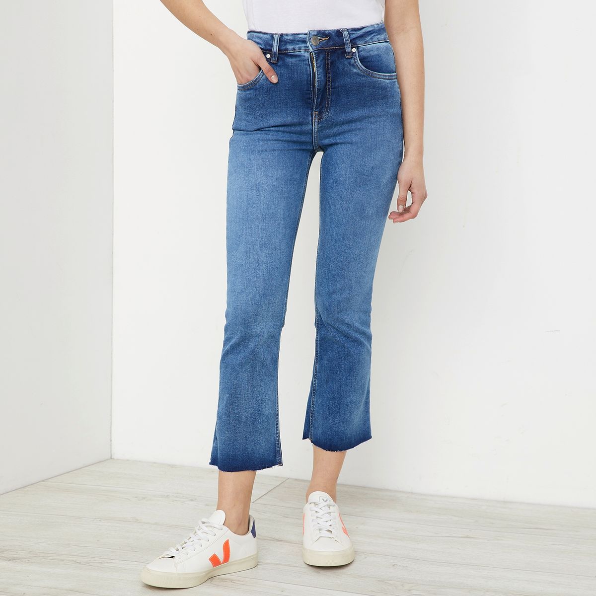BASEMENT - Basement Jeans Flare Tiro Alto Mujer