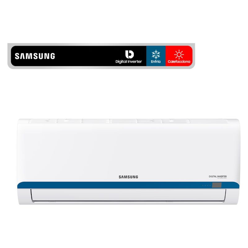 SAMSUNG - Aire Acondicionado Samsung Mural Split Inverter 12000 BTU Frío - Calor AR12TSHQBUR/ZS
