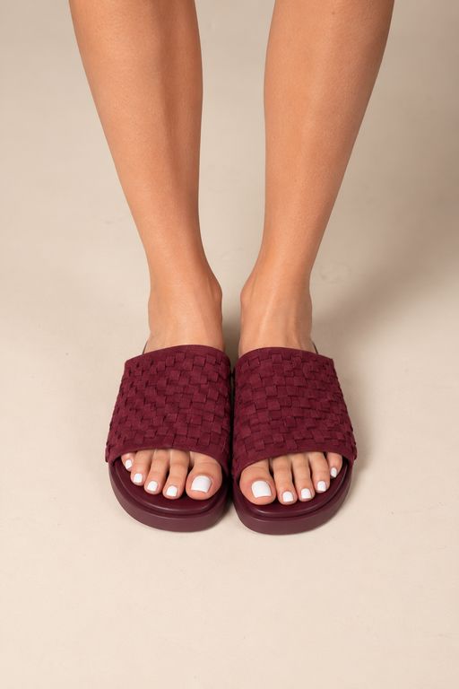 Sandalias Gamuza Caliza Burdeo Mujer
