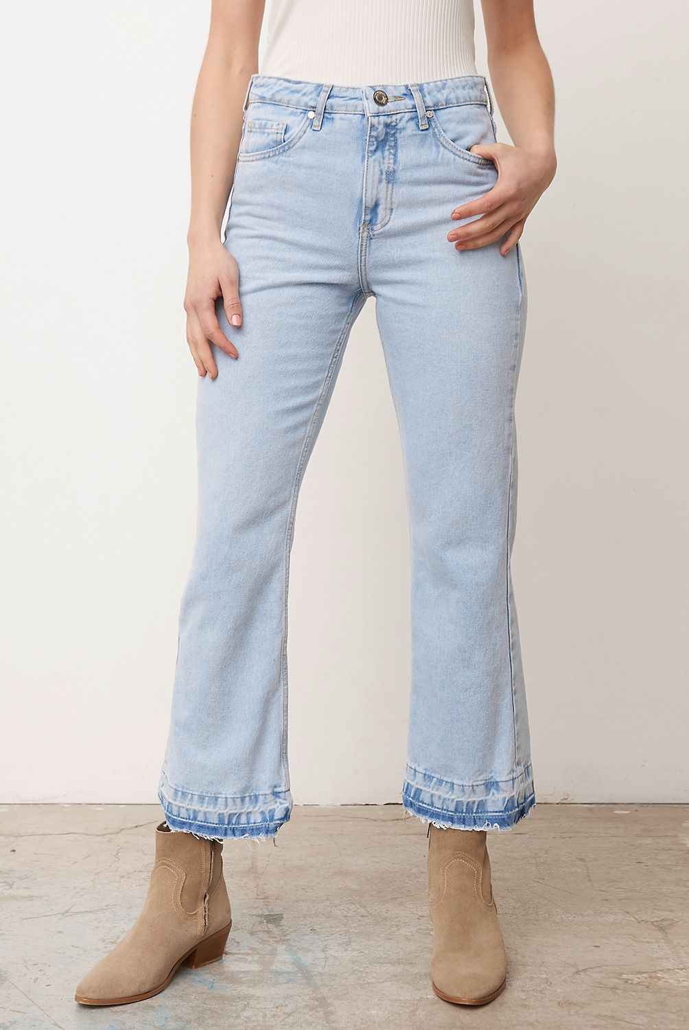 UNIVERSITY CLUB - University Club Jeans Flare Tiro Alto Denim Mujer