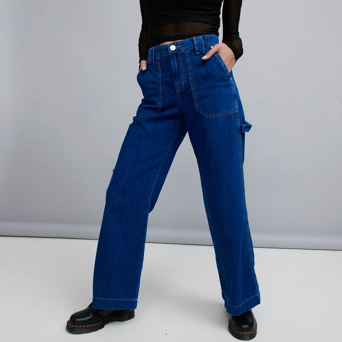 AMERICANINO - Jeans Wide Leg Tiro Alto Mujer