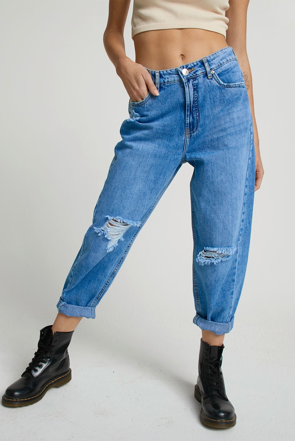 AMERICANINO - Americanino Jeans Baggy Tiro Alto Denim Mujer