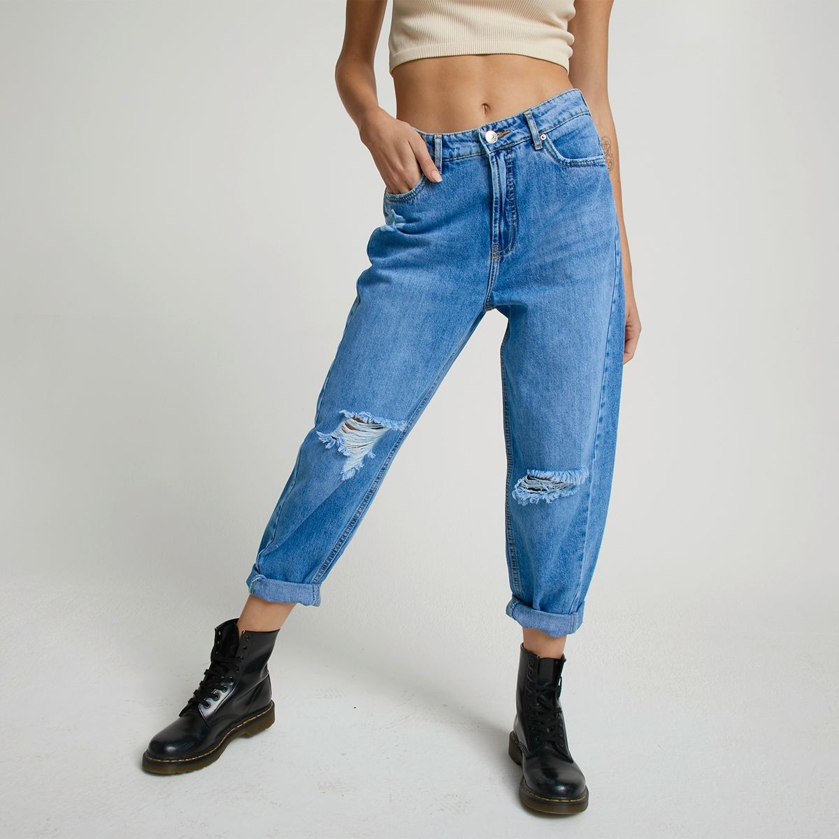 AMERICANINO - Americanino Jeans Baggy Tiro Alto Denim Mujer