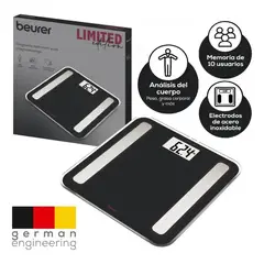 BEURER - Pesa Digital Bioimpedancia Inteligente De Baño Diagnóstica Báscula Pantalla Xl Balanza Bf 183 Negro