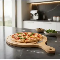 GENERICO - Tabla Madera Para Pizza Picar Coctel Sushi Con Cuchillo