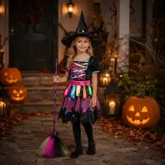 MUNDO ACTIVARTE - Disfraz Brujita Multicolor Niña Halloween