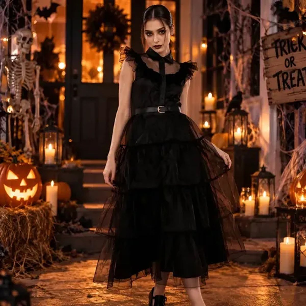MUNDO ACTIVARTE - Disfraz Merlina Wednesday Baile Mujer Halloween Mundo Activarte