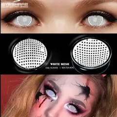 GENERICO - Halloween Lentes De Contacto Anime Blancos Whitemesh Anuales
