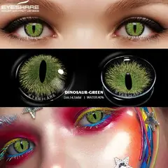 GENERICO - Halloween Lentes De Contacto Anime Verdes Dinosaurio Anuales
