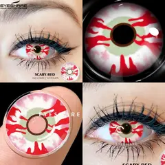 GENERICO - Lentes De Contacto Scary Red Anuales Zombie Disfraz