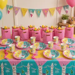 COTILLON ACTIVARTE - Pack Decoración Cumpleaños Llama 18 Personas Cotillón Activarte