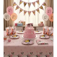 COTILLON ACTIVARTE - Pack Decoración Cumpleaños Minnie Mouse Juvenil 6 Personas Cotillón Activarte