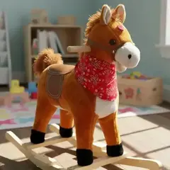 GENERICO - Caballo Balancin Mecedor Con Sonido Marron Niños