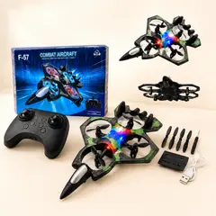 GENERICO - Dron Avion Juguete Combate F-57 Control Remoto Luces Led Niño