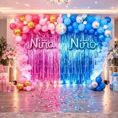 COTILLON ACTIVARTE - Kit Completo Decoración Revelación de Género 67 Globos Cotillón Activarte