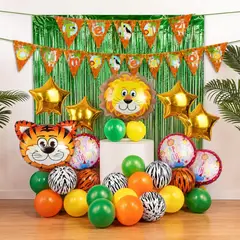 COTILLON ACTIVARTE - Set Decoración Cumpleaños Animales de la Selva Cotillón Activarte