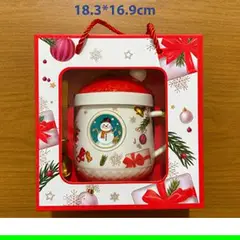 GENERICO - Taza Navideña Con Tapa En Caja De Regalo 18.3x16.9 Cm 25102