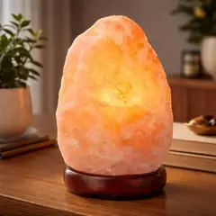 GENERICO - Lámpara De Sal Del Himalaya Natural Con Base De Madera